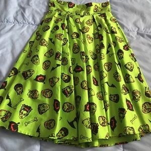 Deadly Dames Kinky Box Skirt. Monster Print.